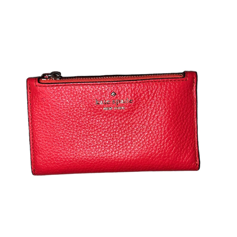 Red Kate Spade Small Roulette Slim Bifold Wallet